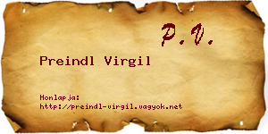 Preindl Virgil névjegykártya
